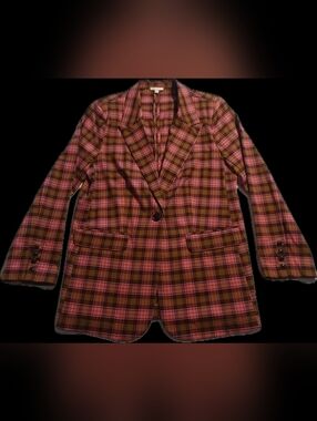 Gianni Bini Plaid Button-Up in Pink and Brown Tones